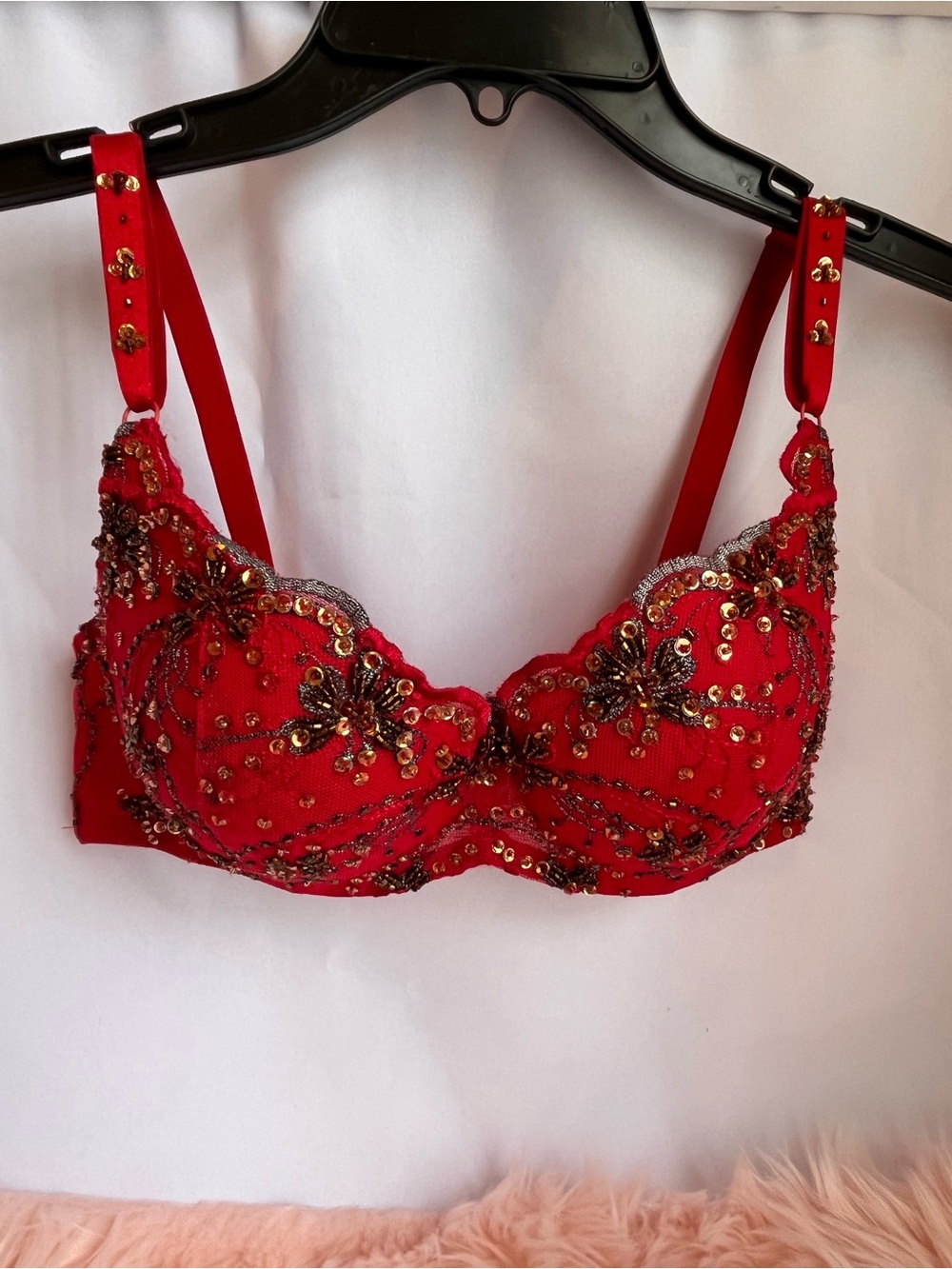 Marciano Lolita Red Beaded Floral Underwire Bra